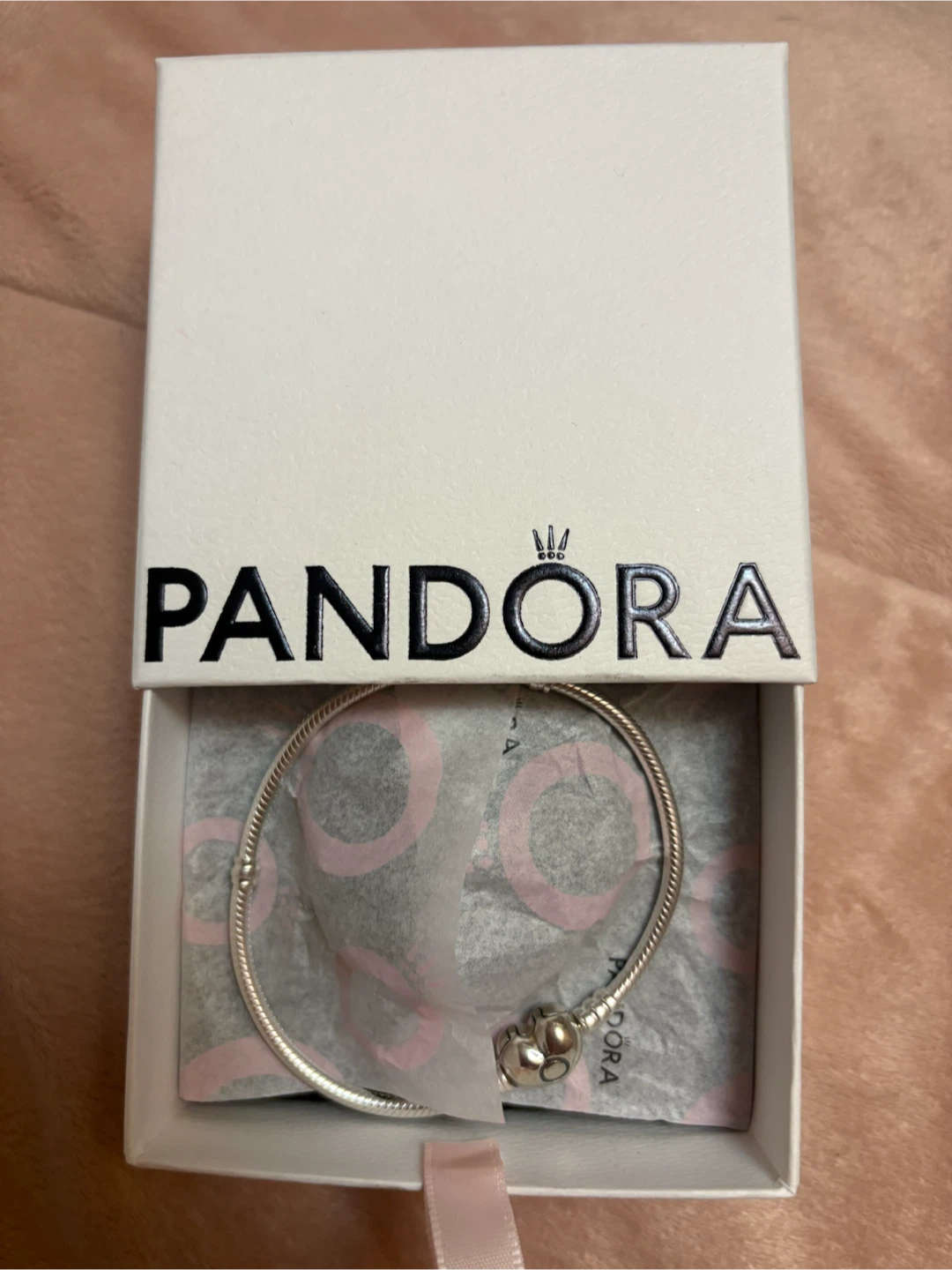 Pandora Silver Charm Bracelet with Heart Clasp