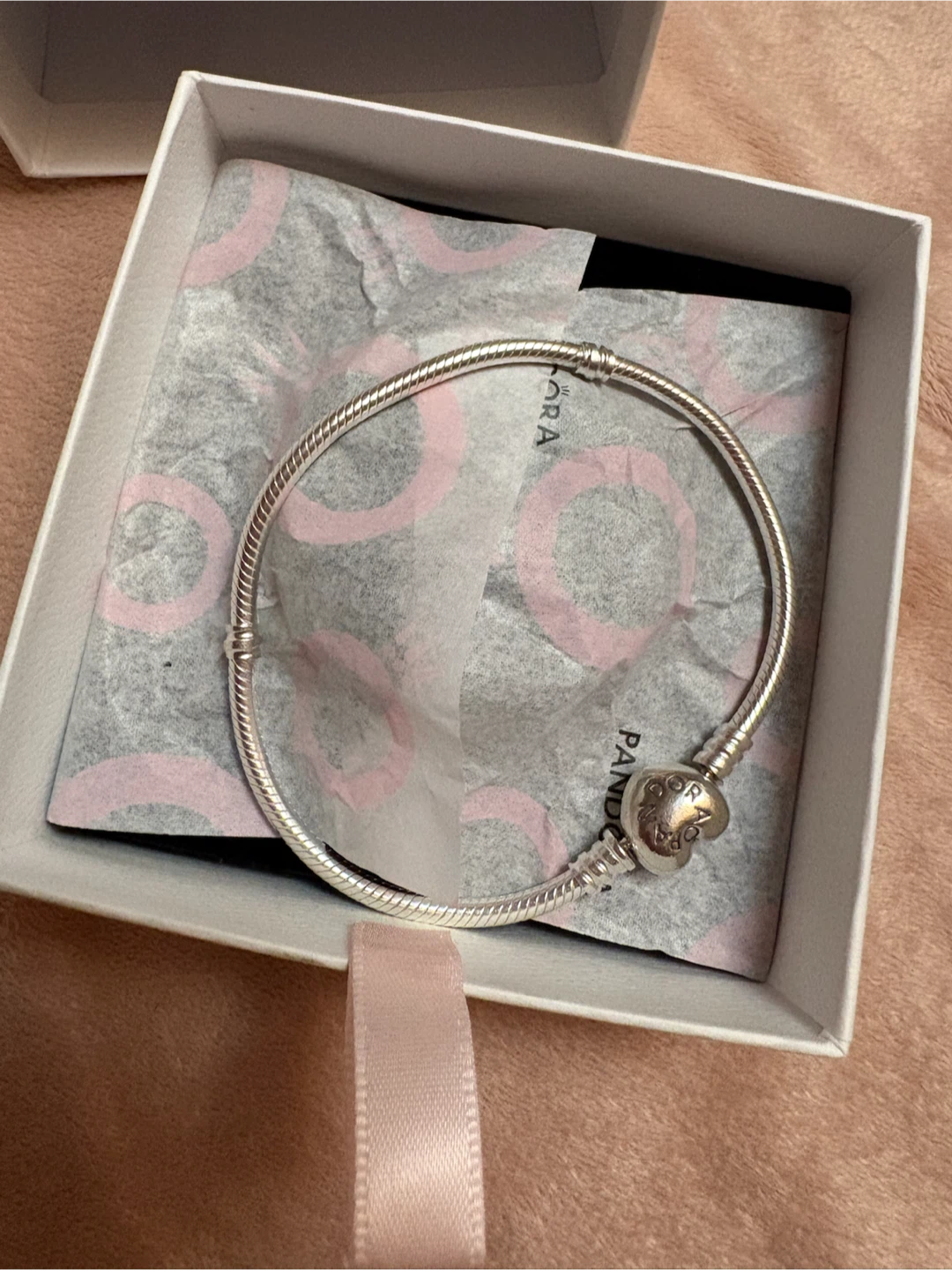 Pandora Silver Charm Bracelet with Heart Clasp - photo 2