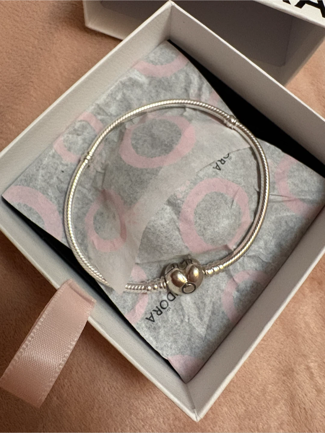 Pandora Silver Charm Bracelet with Heart Clasp - photo 3