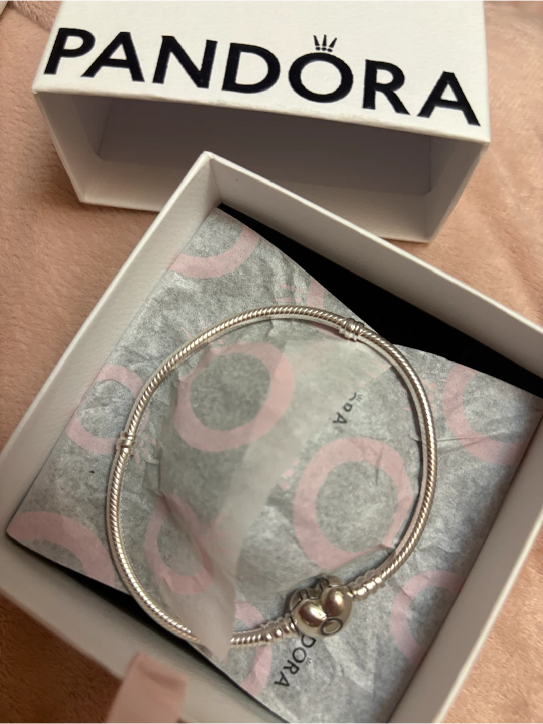 Pandora Silver Charm Bracelet with Heart Clasp - photo 4
