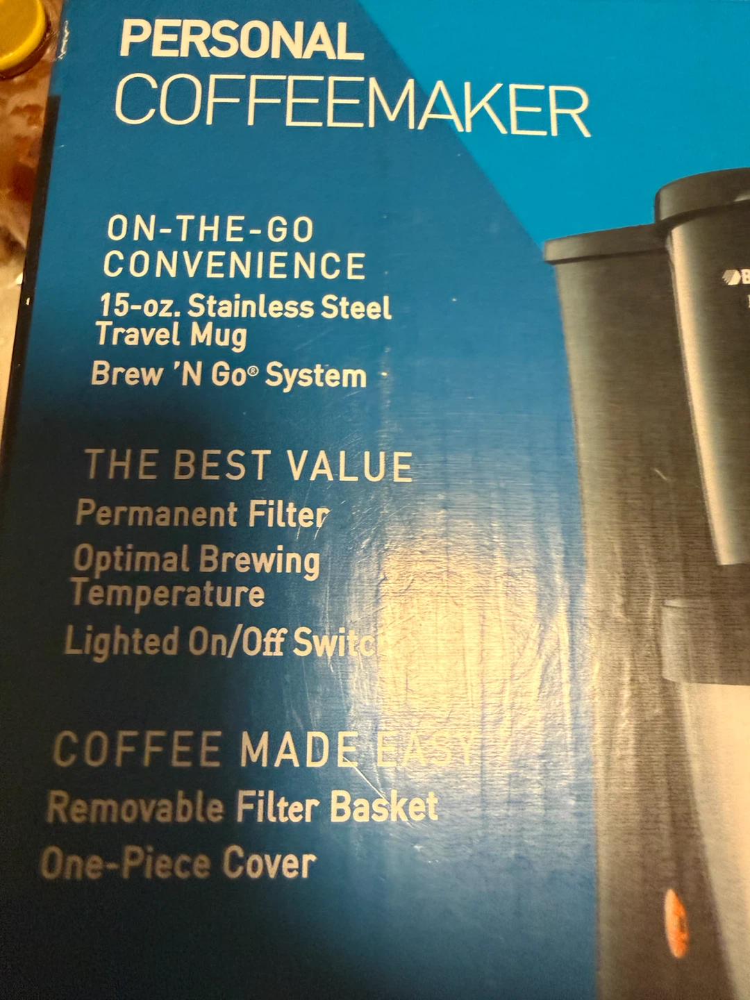 NWB Black+Decker Personal Coffee Maker with 15oz Travel Mug
