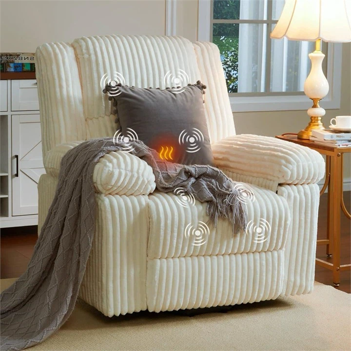 Cream Corduroy Power Lift Recliner Chair