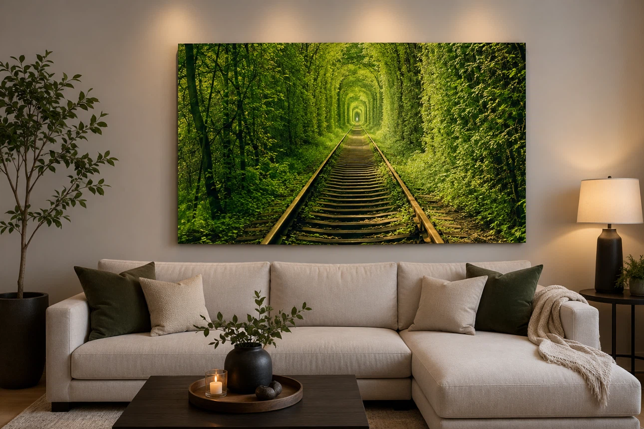 “Tunnel of Love" Frameless Tempered Glass Wall Art