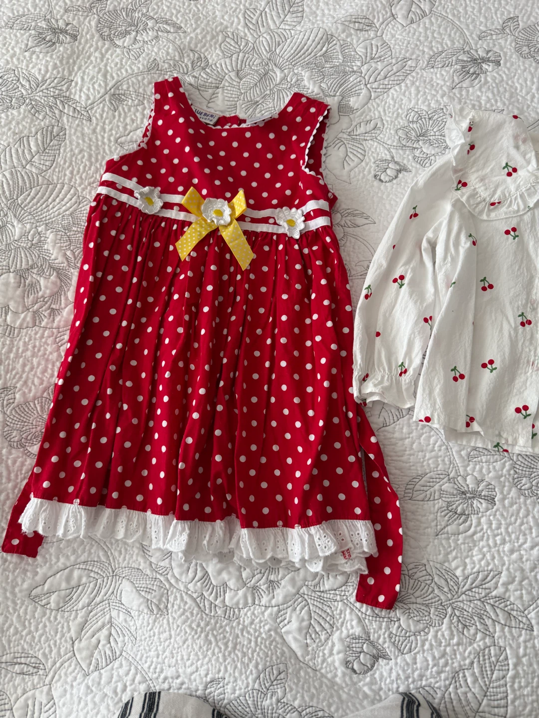 Kids' Polka Dot Dress and Cherry Blouse Set