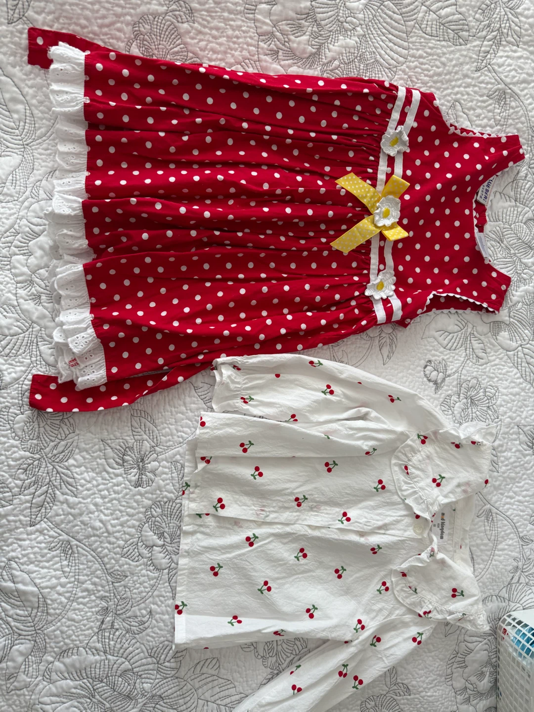Kids' Polka Dot Dress and Cherry Blouse Set - photo 2