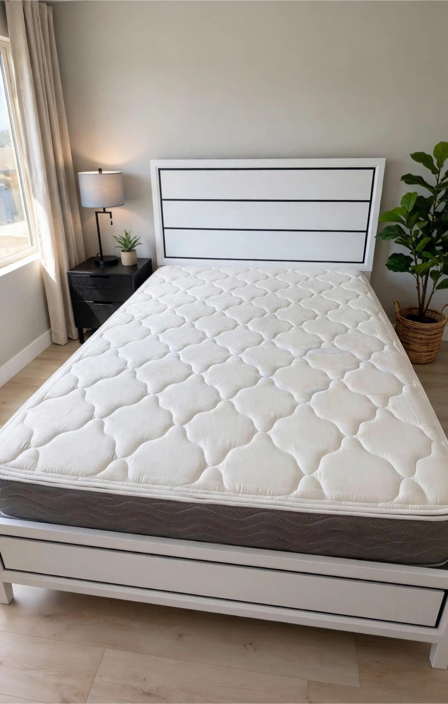 Modern Queen Bed Frame with Mattress – Complete Set