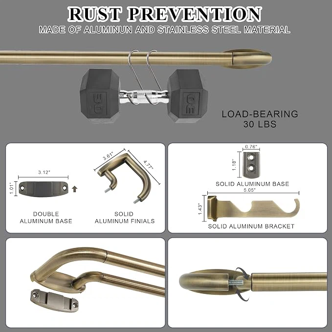 NEW -Mayrhyme - Double Curtain Rods Antique Bronze, Adjustable - photo 4