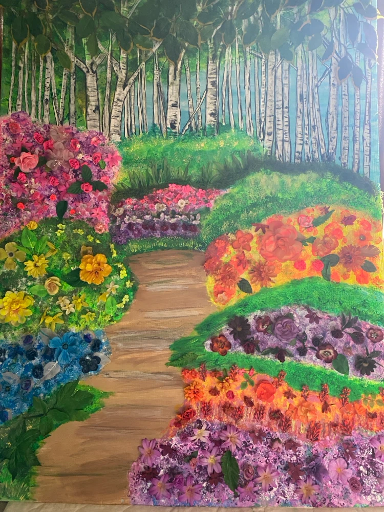 Garden art done in acrylic neon paint - photo 3