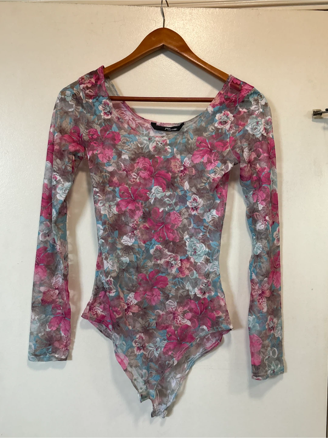 Jane Norman Y2K Floral Print Lace Leotard Top