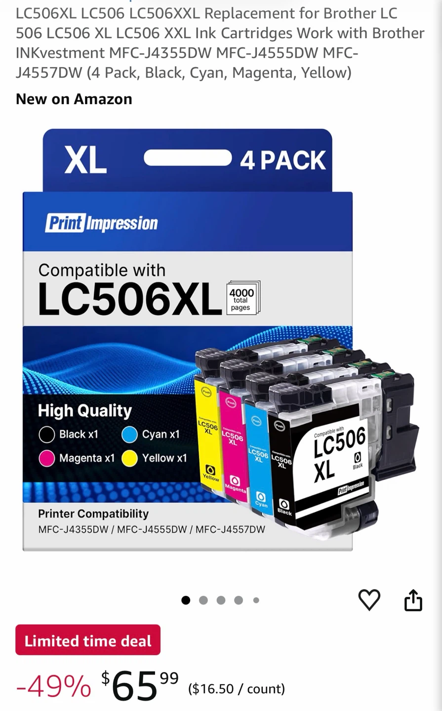 Print Impression LC506XL Ink Cartridges (4 Pack)