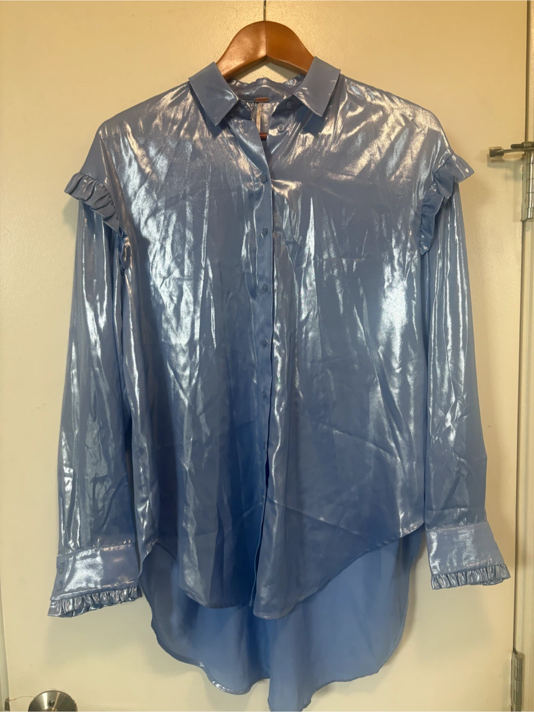 Free People Blue Shimmer Top