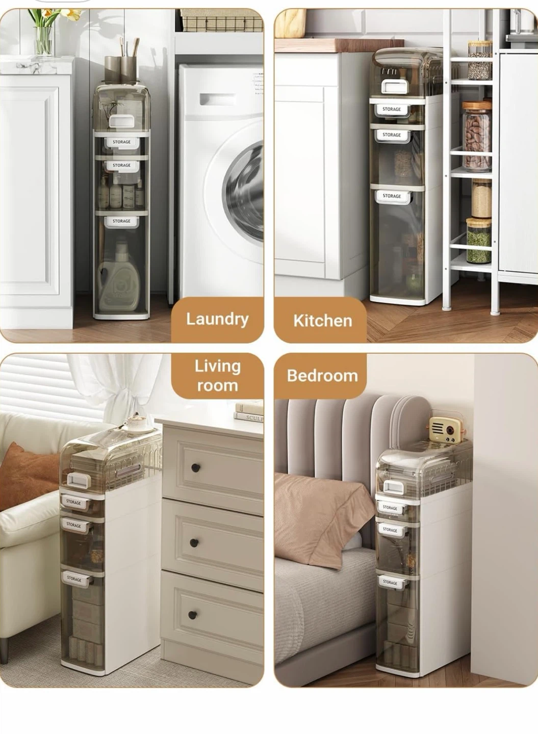 3 Tier Slim Rolling Drawer Storage Cart Organizer - photo 4