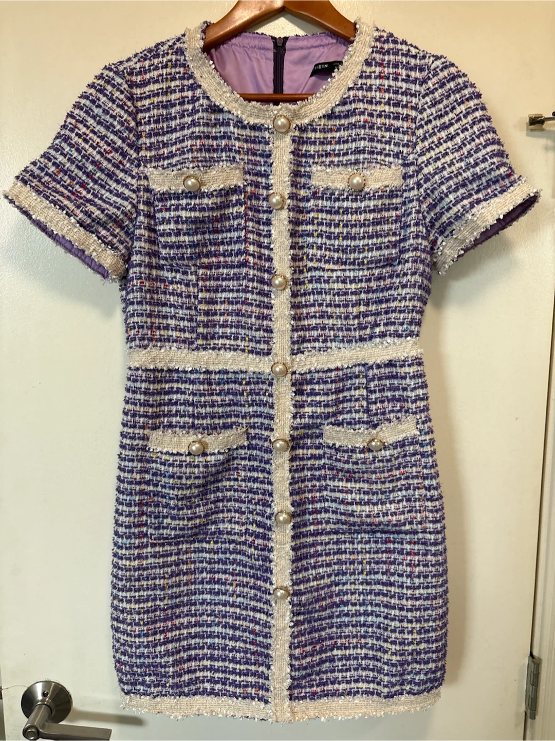 Shein Purple and cream multicolour dress
