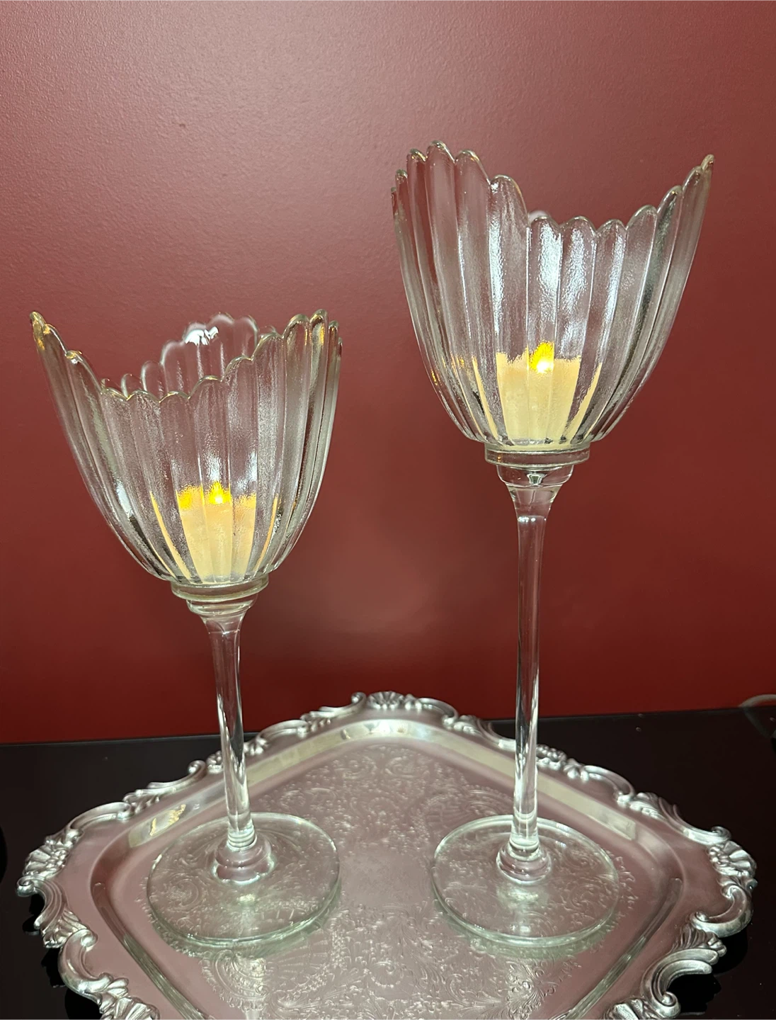 Vintage Scalloped Glass Candle Holder Set – Elegant Design - photo 5
