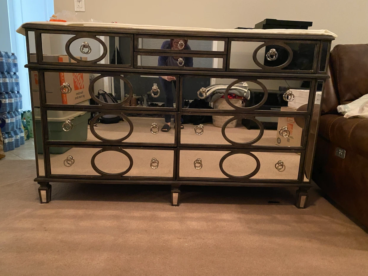 Mirrored Dresser with Oval Accents
