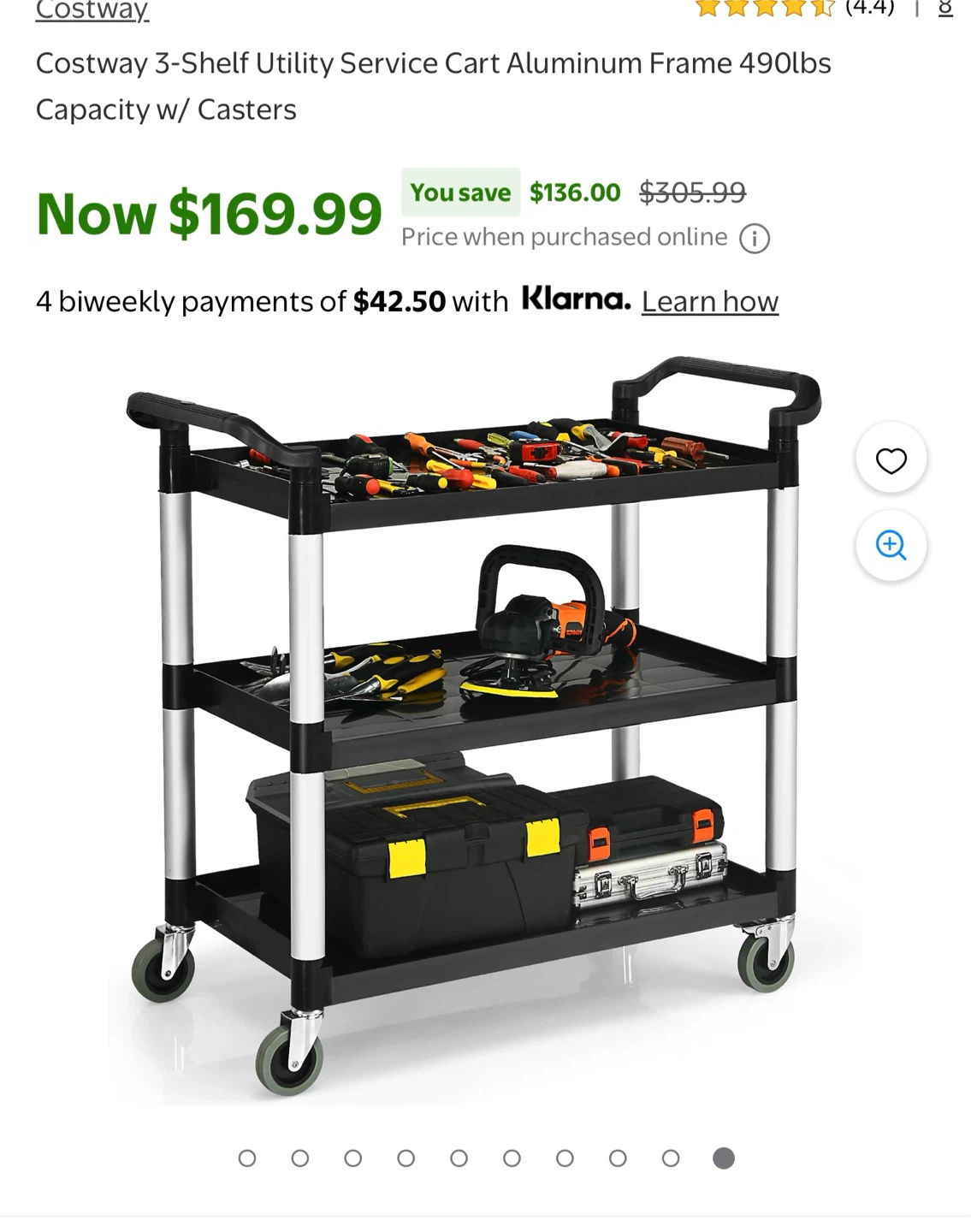 Costway 3-Shelf Utility Service Cart - photo 2