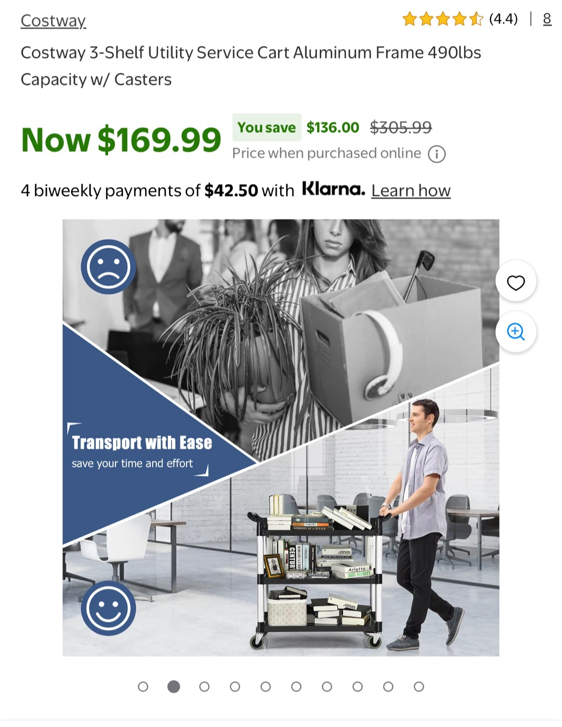 Costway 3-Shelf Utility Service Cart - photo 4