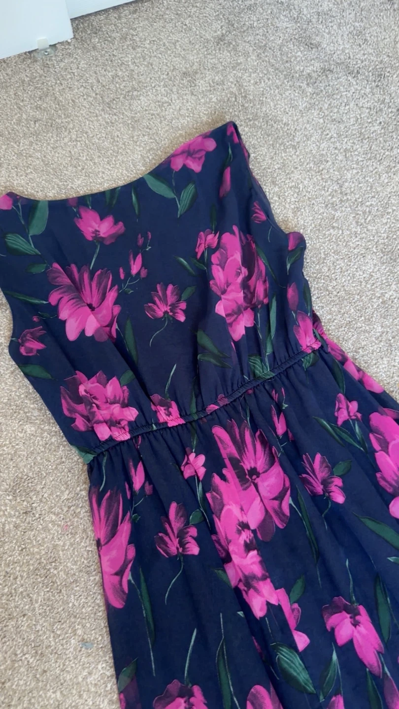 Navy Floral Maxi Dress with Pink Flowers - photo 2