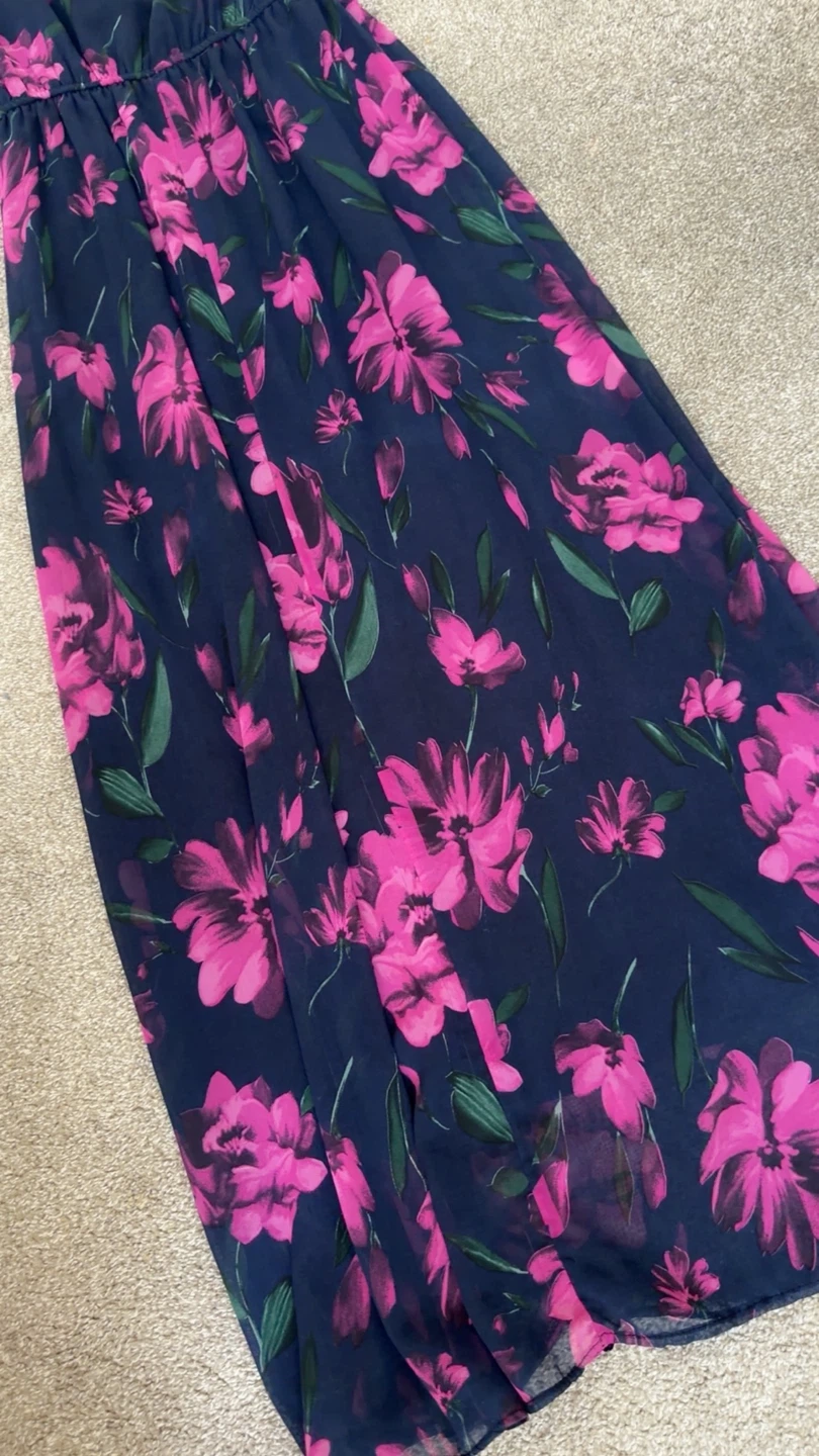 Navy Floral Maxi Dress with Pink Flowers - photo 3