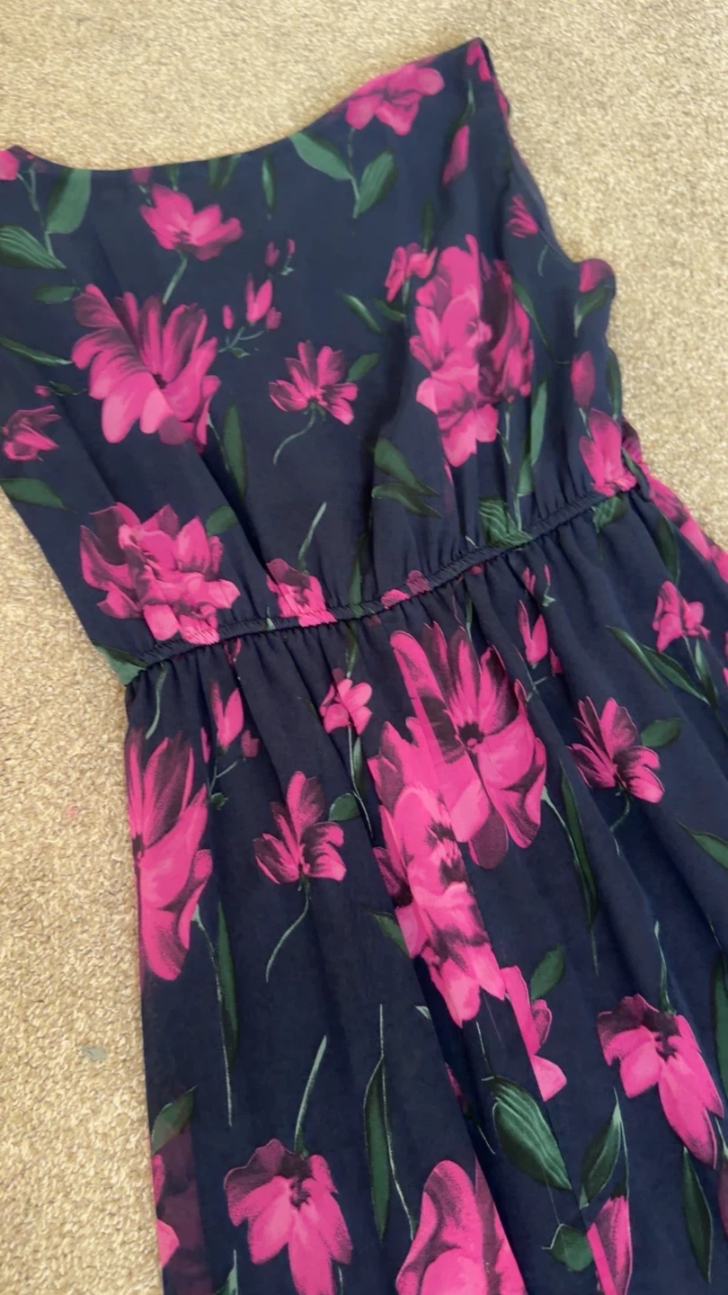 Navy Floral Maxi Dress with Pink Flowers - photo 4
