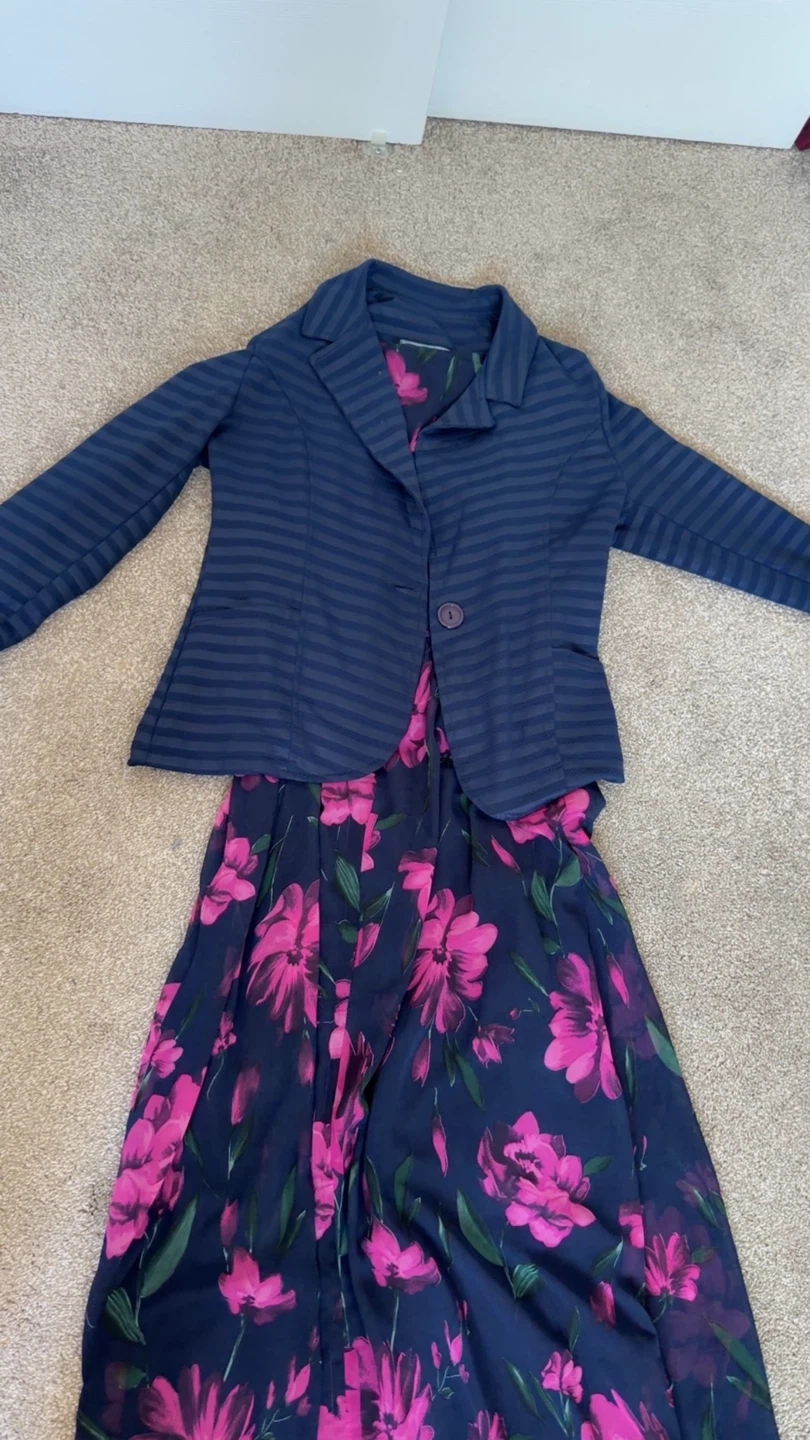 Navy Floral Maxi Dress with Pink Flowers - photo 5