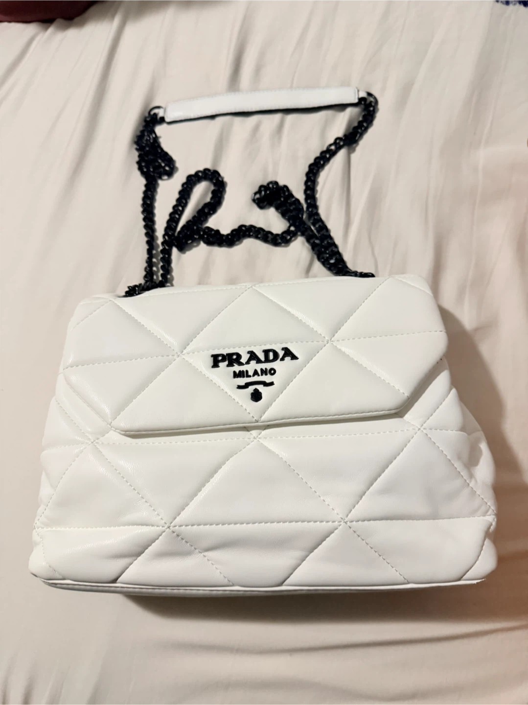 Prada White Quilted Shoulder Bag