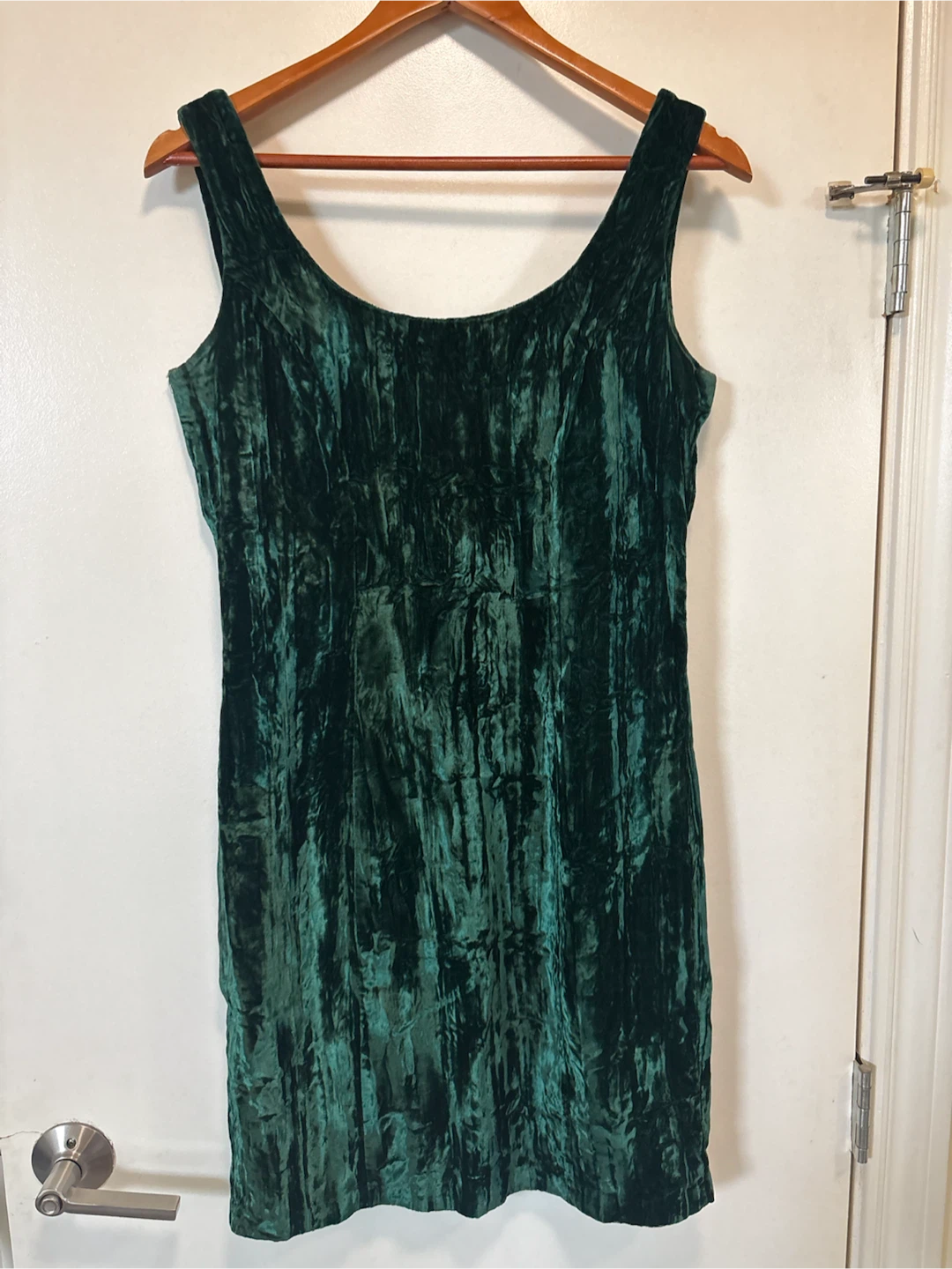 1980s Betsey Johnson Crushed Green Velvet Dress - photo 3