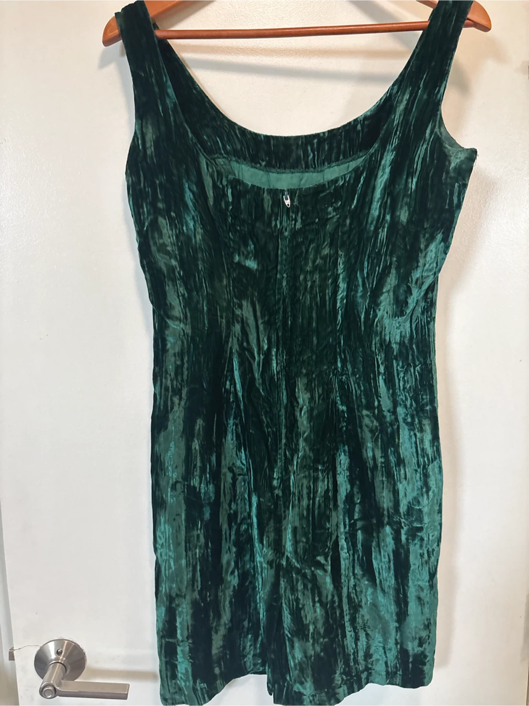 1980s Betsey Johnson Crushed Green Velvet Dress - photo 4