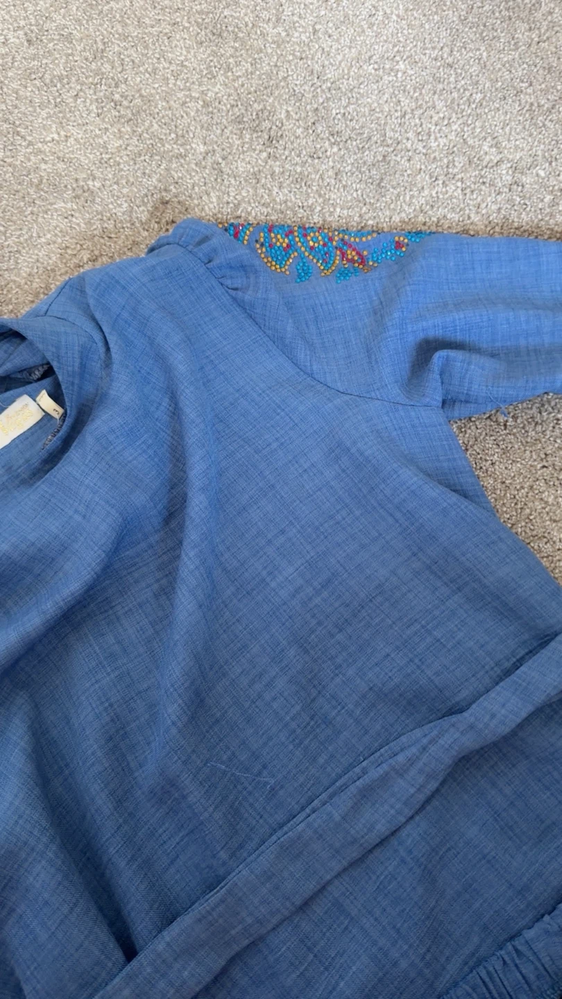 Blue Embroidered Top and Pants Set - photo 5