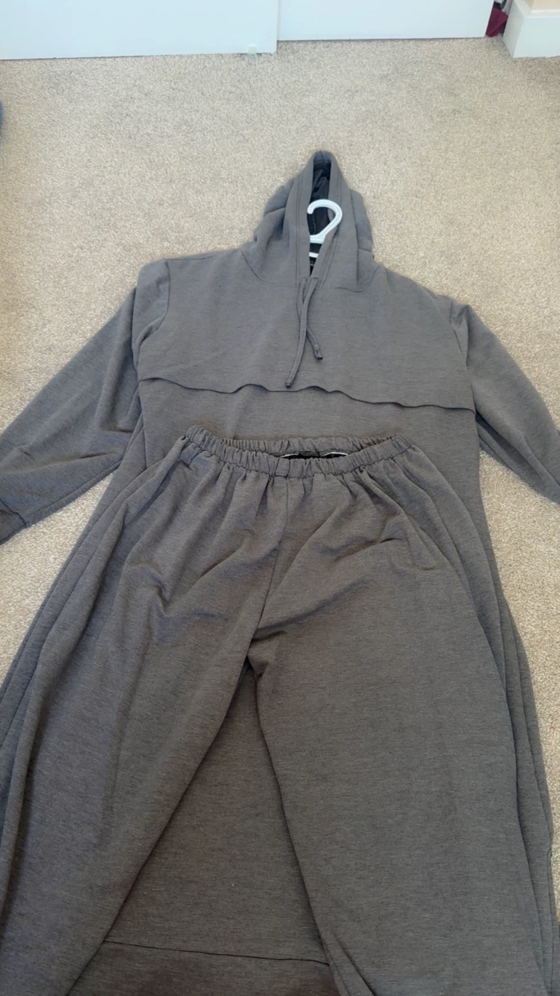Grey Hoodie Dress and Sweatpants Set