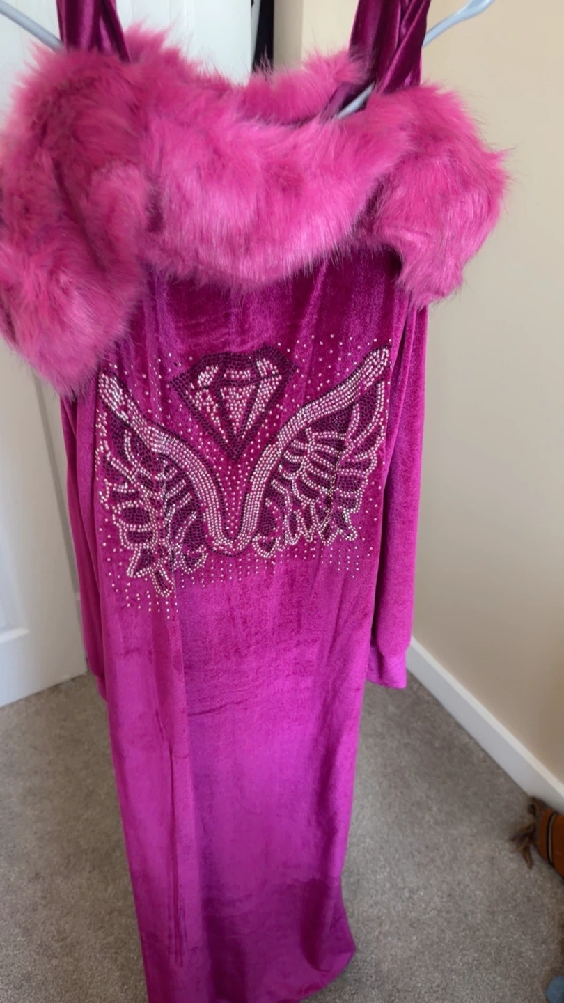 Purple Velvet Cold Shoulder Dress with Rhinestone Wings - photo 4