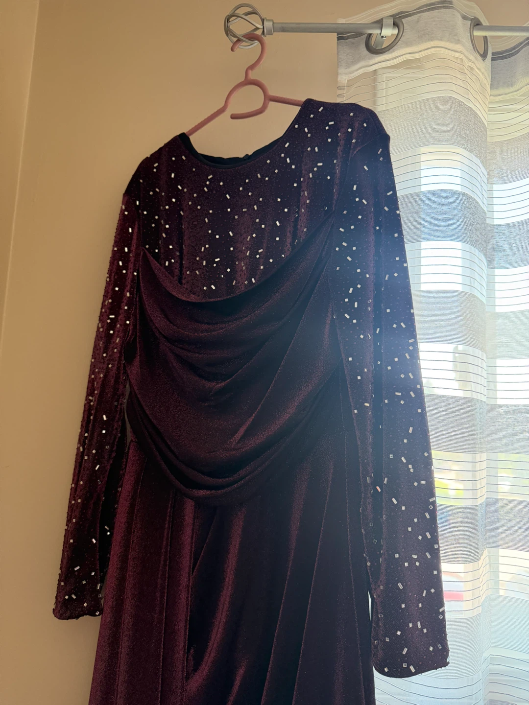 Sparkly Burgundy Velvet Gown