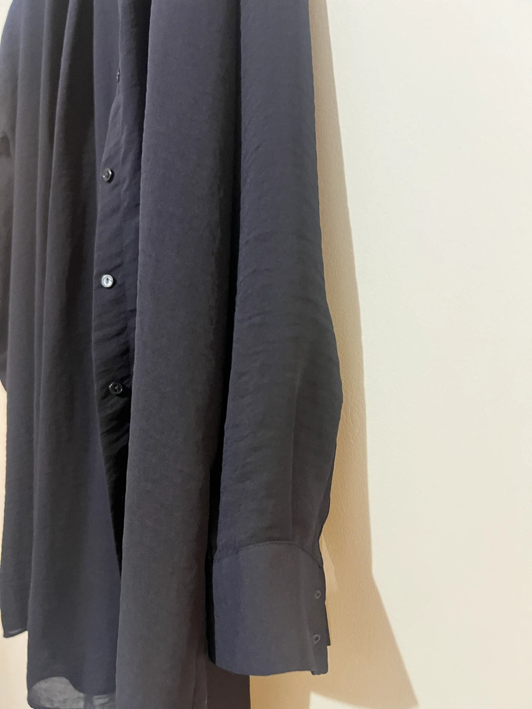 COS Navy Oversized Long Button-Up Blouse - photo 4