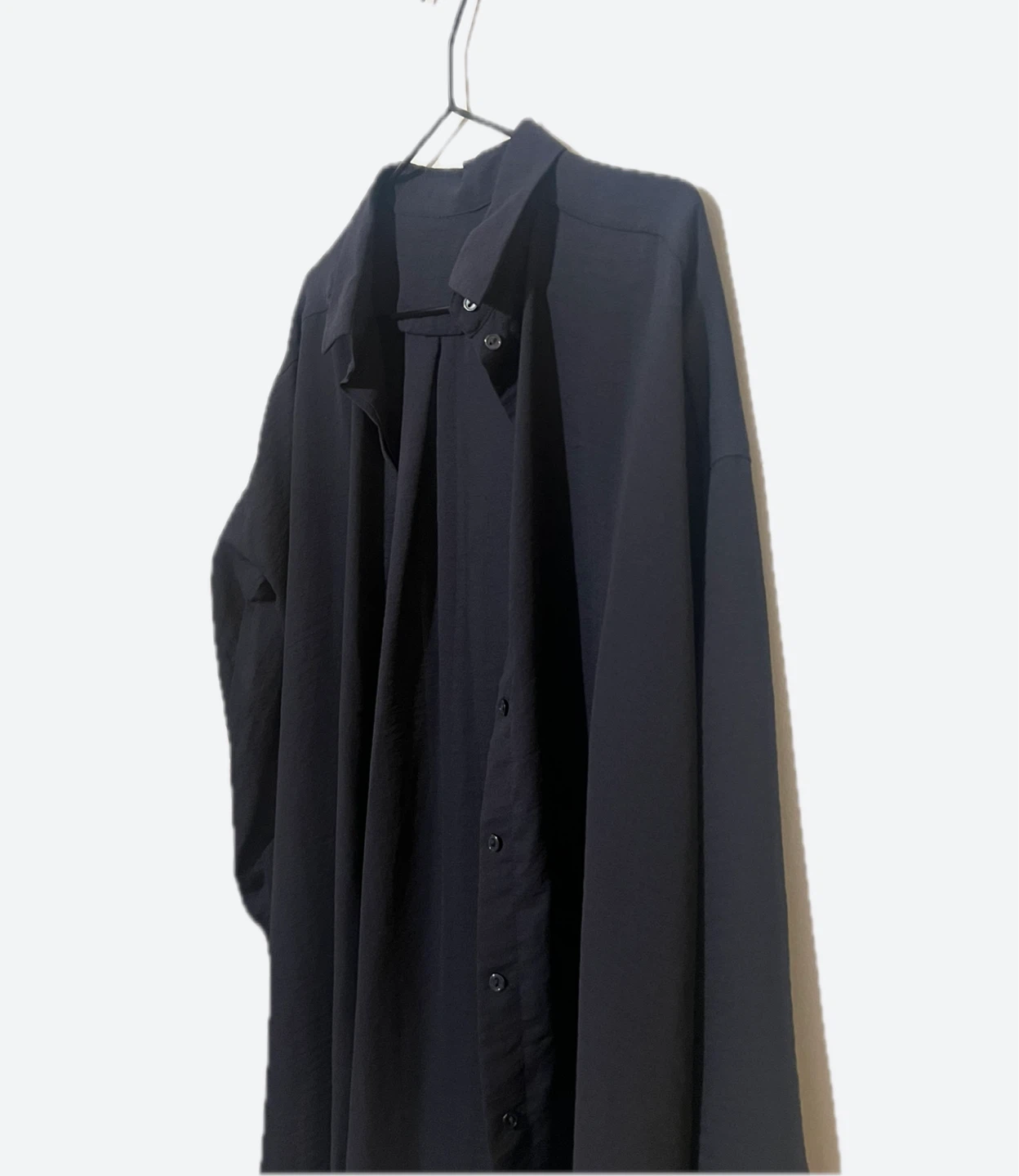 COS Navy Oversized Long Button-Up Blouse - photo 2