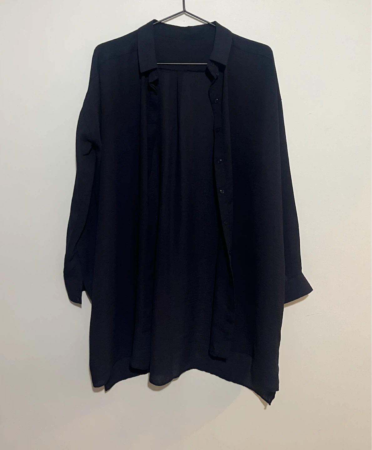 COS Navy Oversized Long Button-Up Blouse