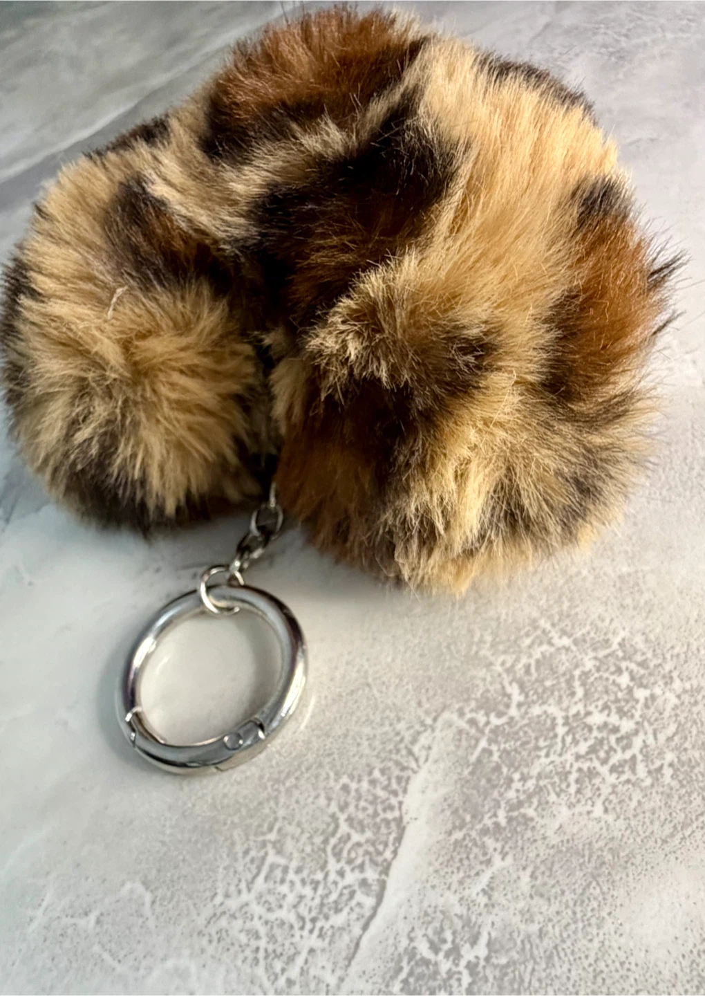 Fuzzy Leopard Print Heart Purse Charm Keychain - photo 3