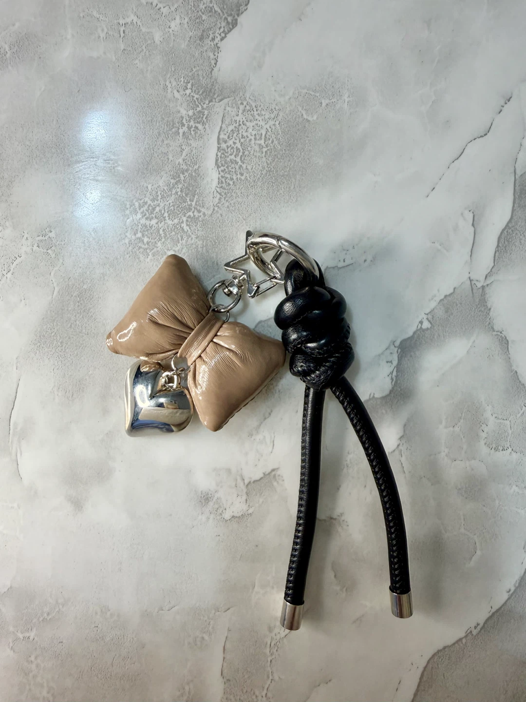 Faux Leather Bow Purse Charm Keychain
