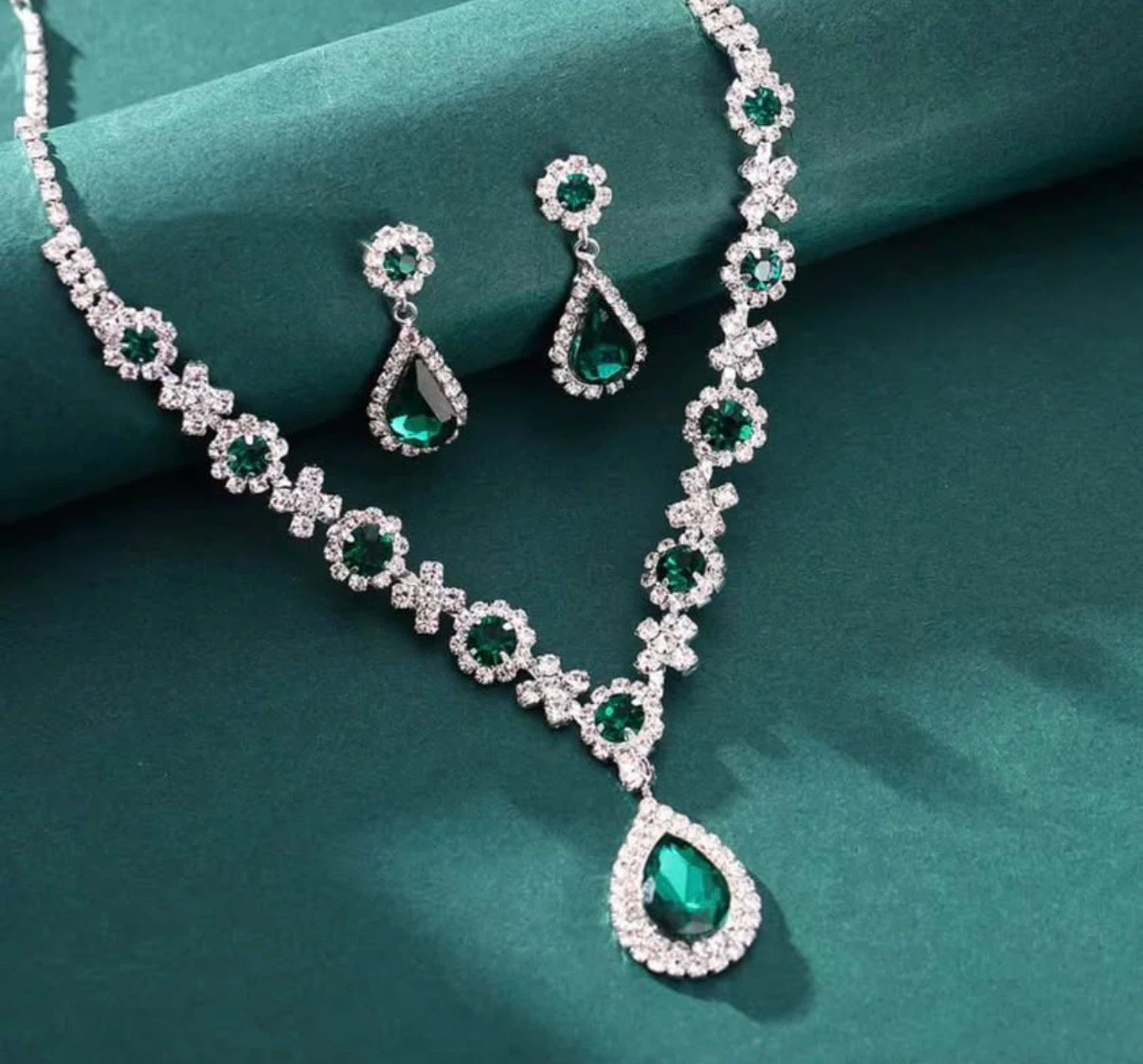 Emerald Green Drop Pendant set - photo 2
