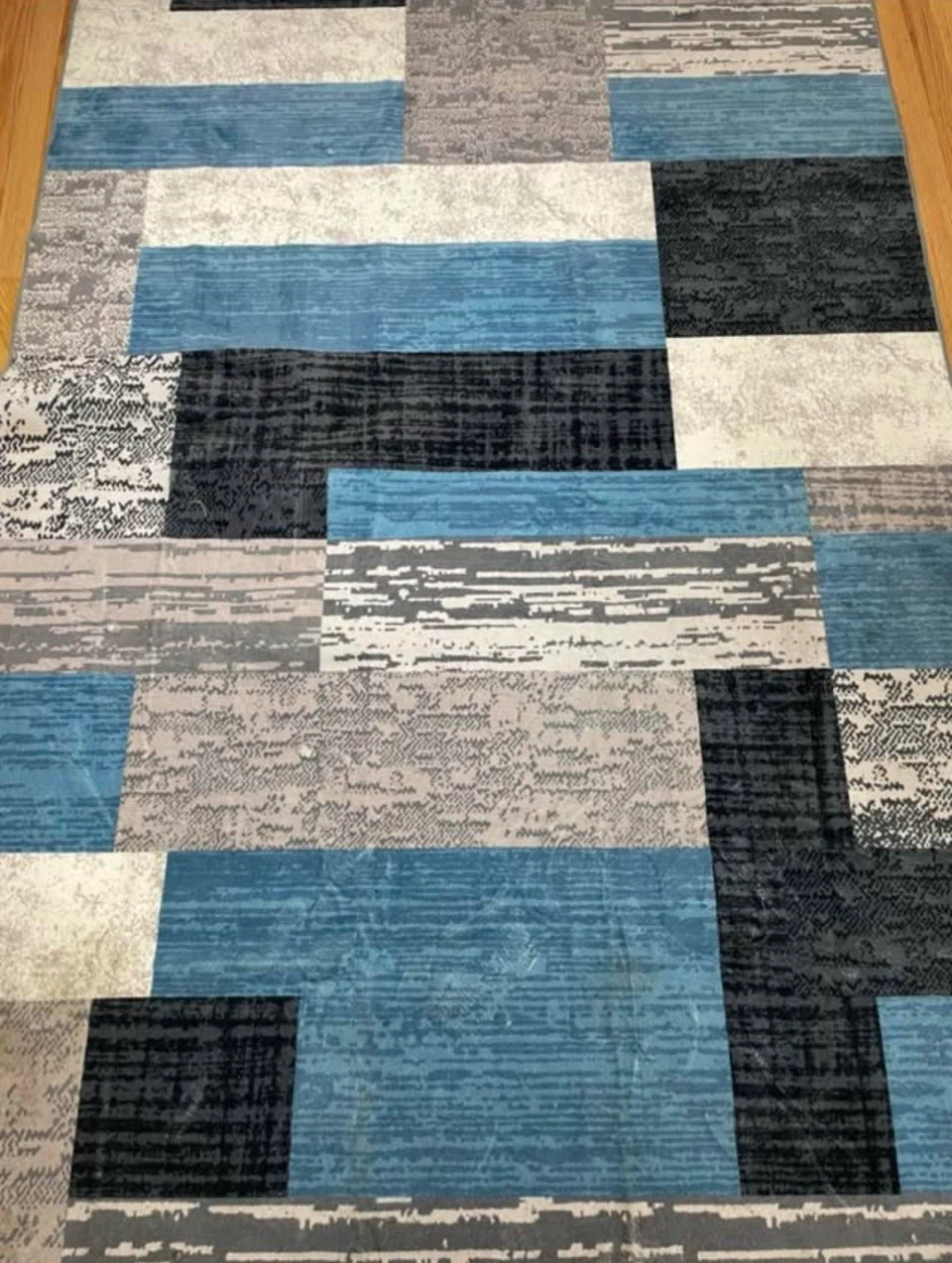 Geometric Patchwork Area Rug, 6x9 Blue $75 or Best Offer - photo 2