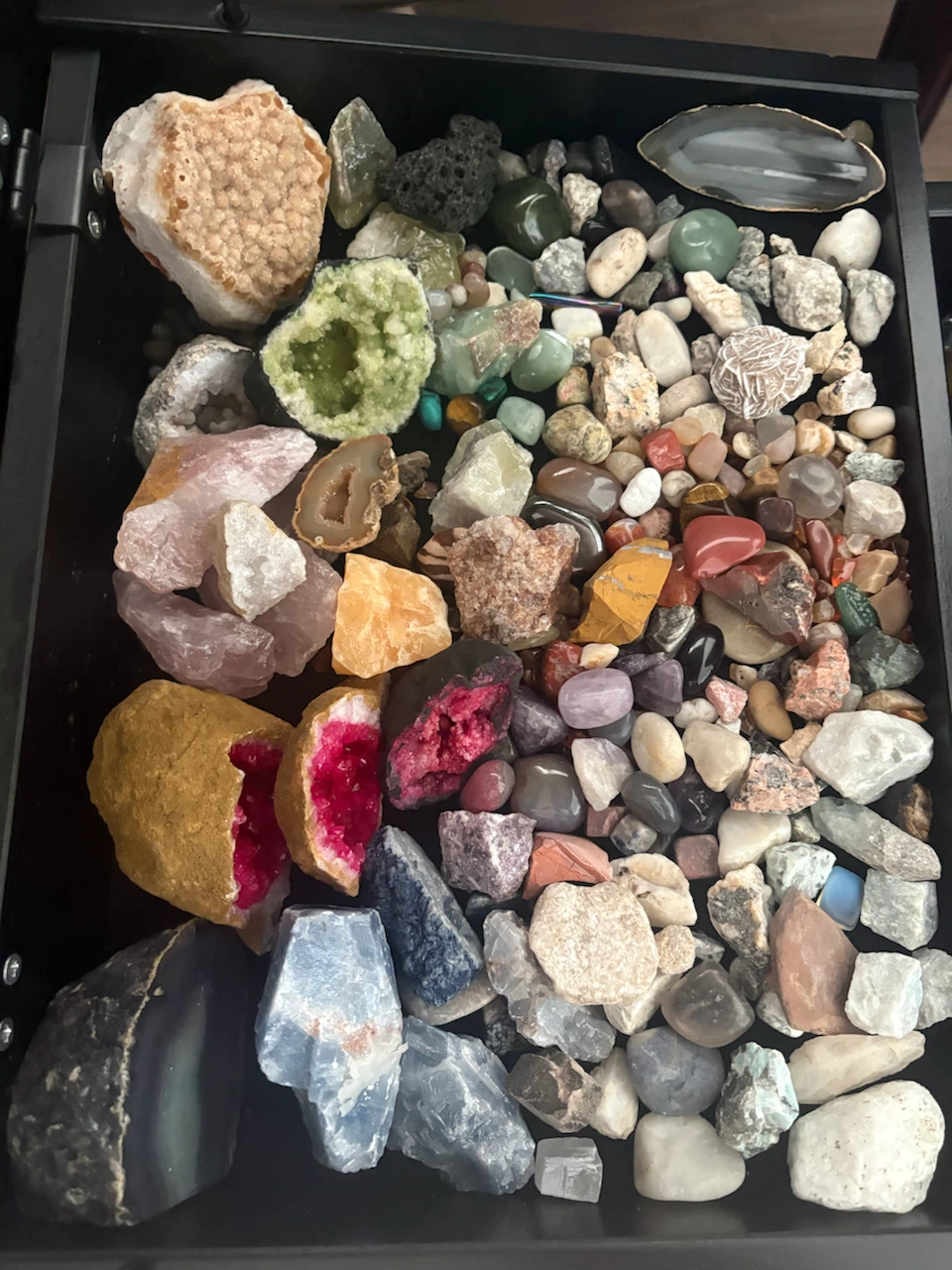 Assorted Collection of Rocks and Crystals in Display Case - photo 3