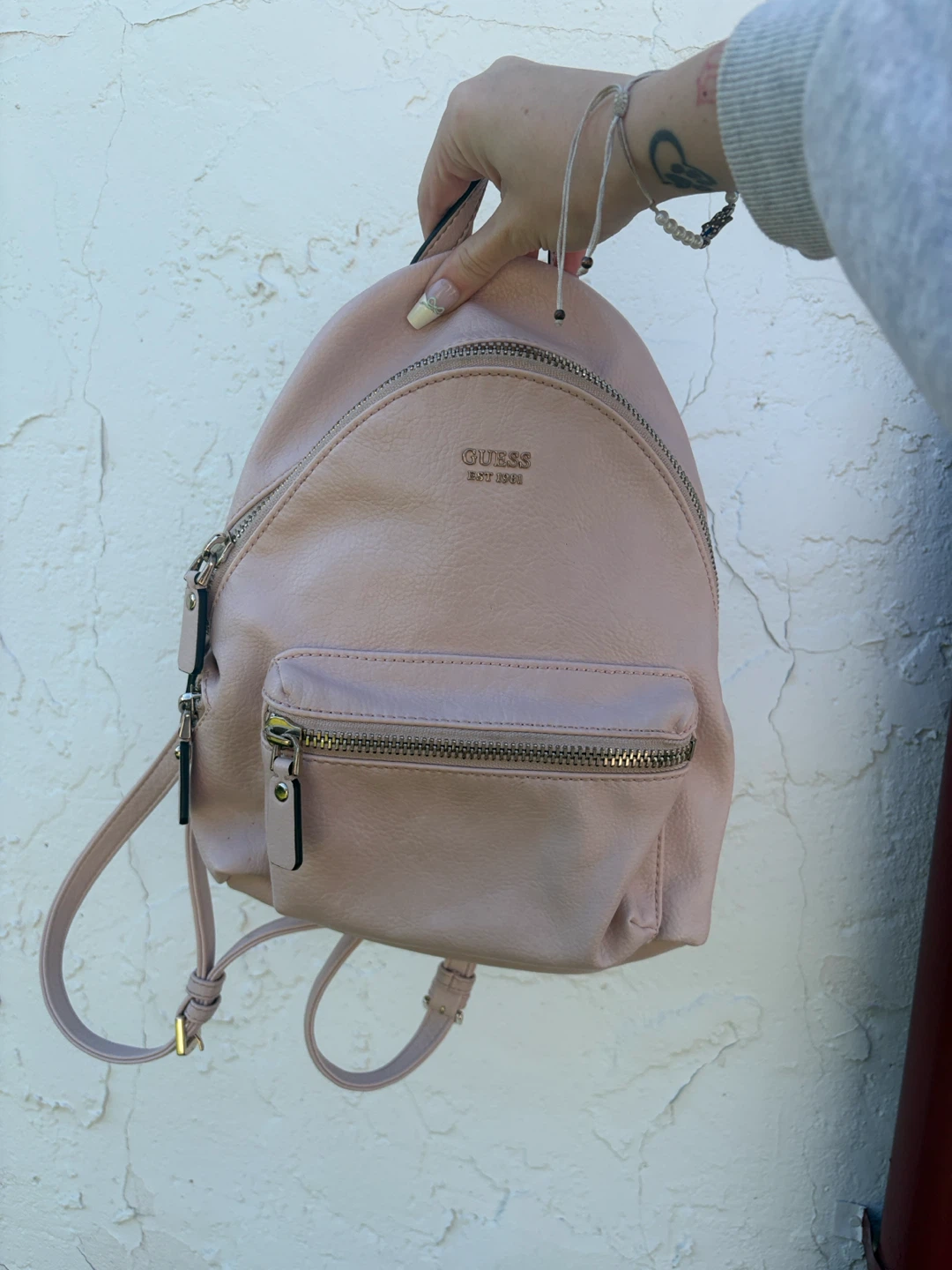 Guess Pink Faux Leather Mini Backpack