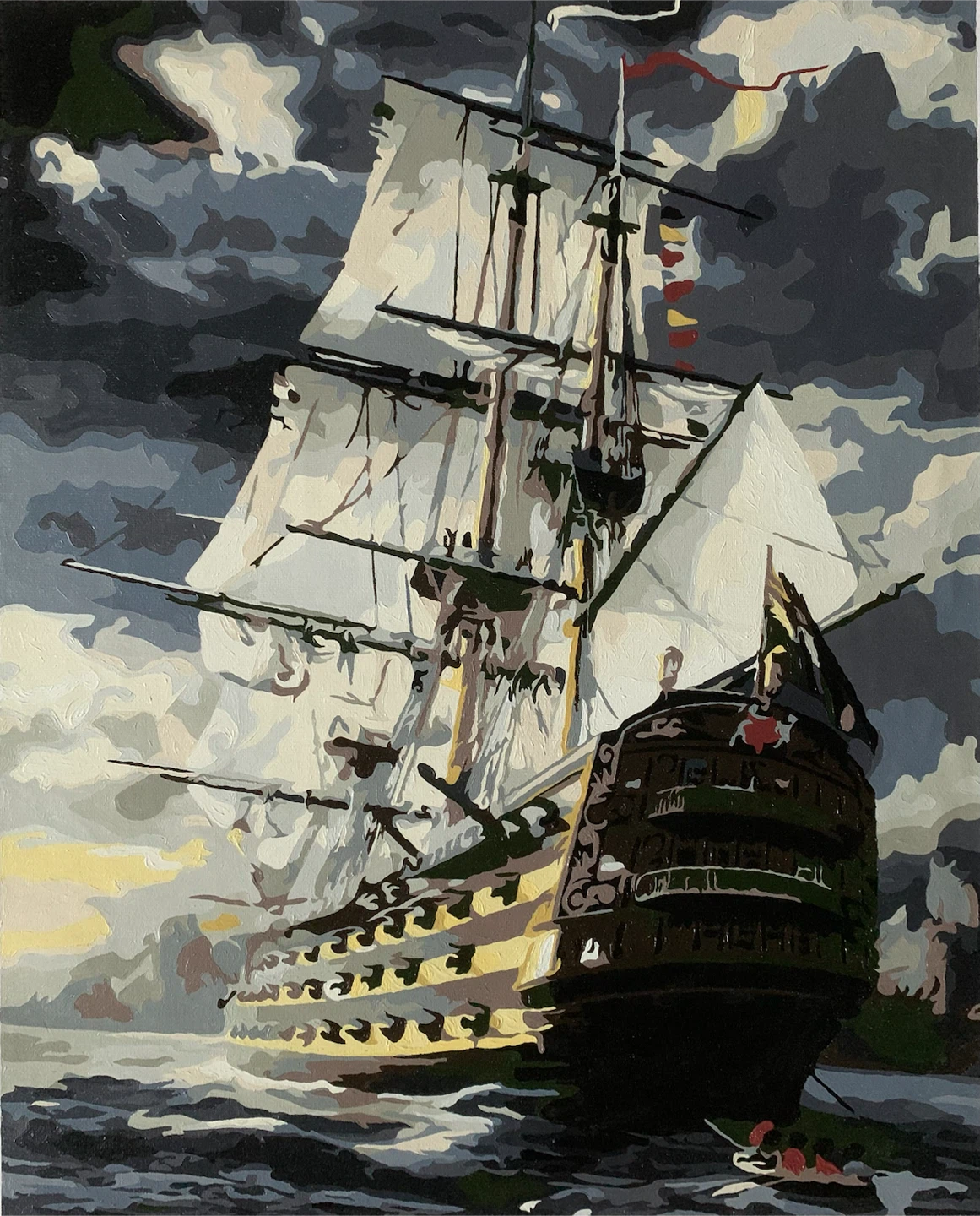 Framed Paint of a Tall Ship - photo 2