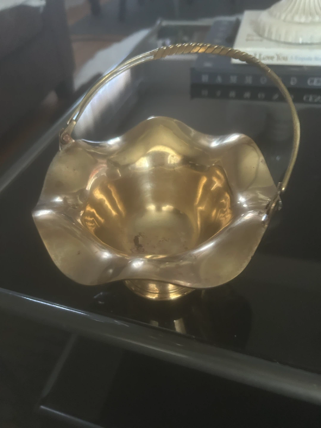 Brass decorative basket with handle - photo 2