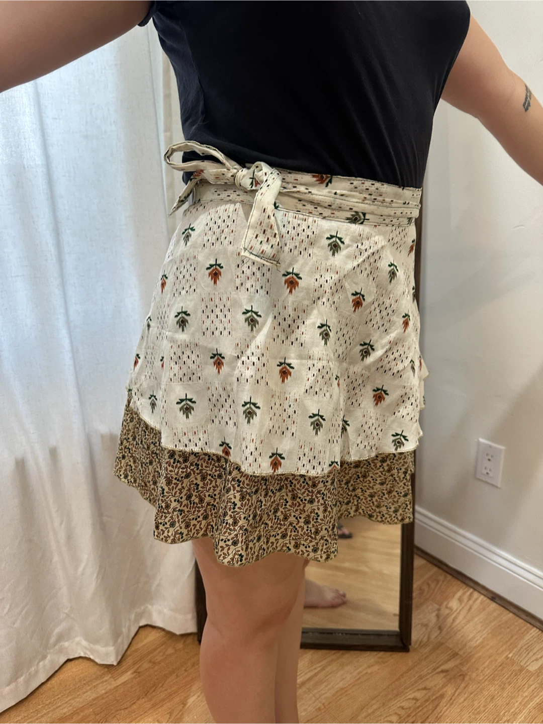 Tiered Floral Print Wrap Skirt - photo 2