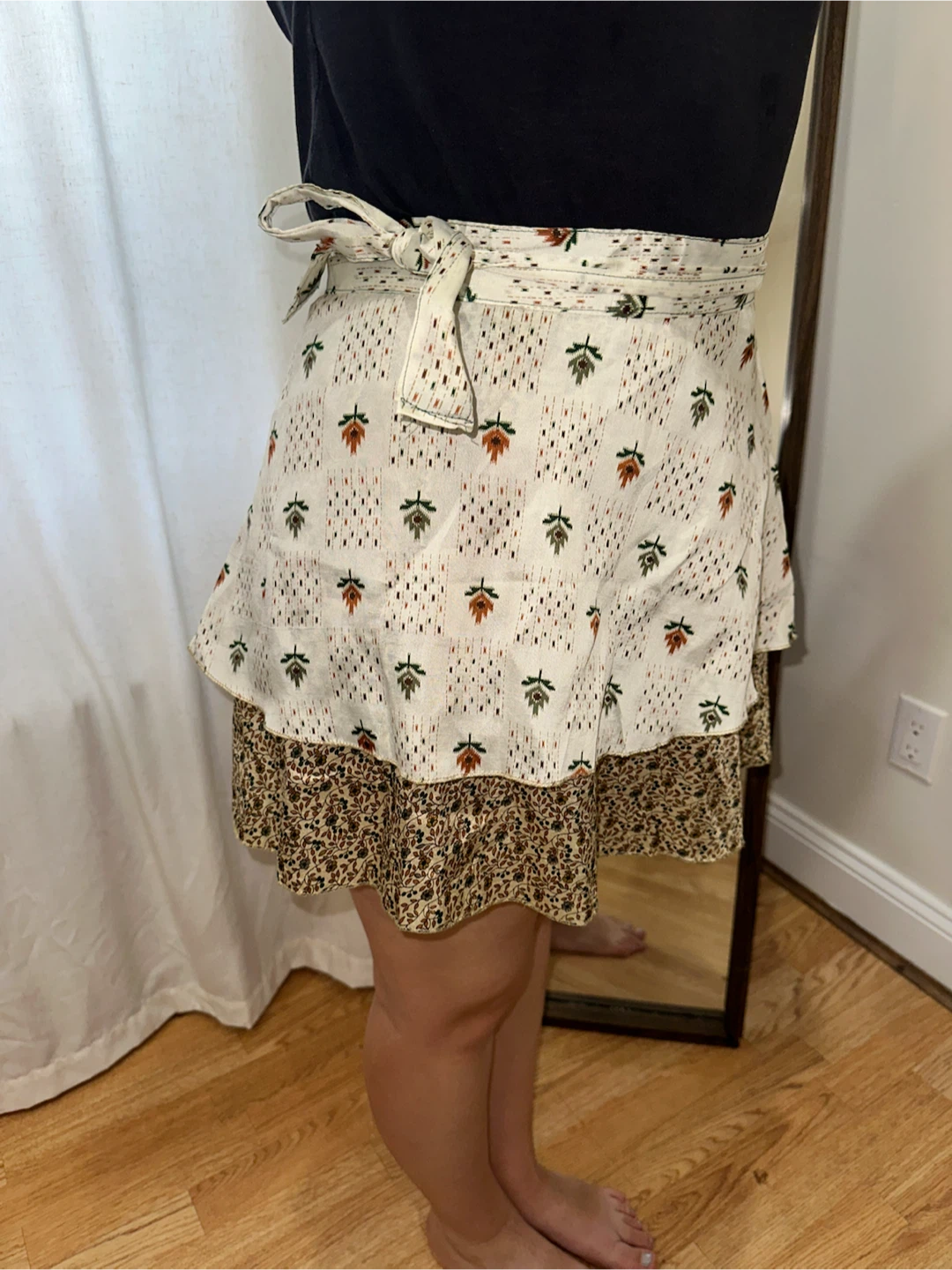 Tiered Floral Print Wrap Skirt - photo 3
