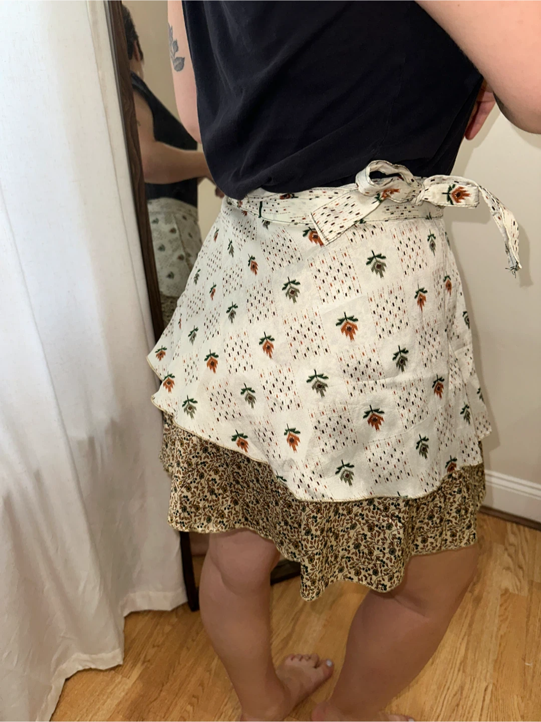 Tiered Floral Print Wrap Skirt - photo 4