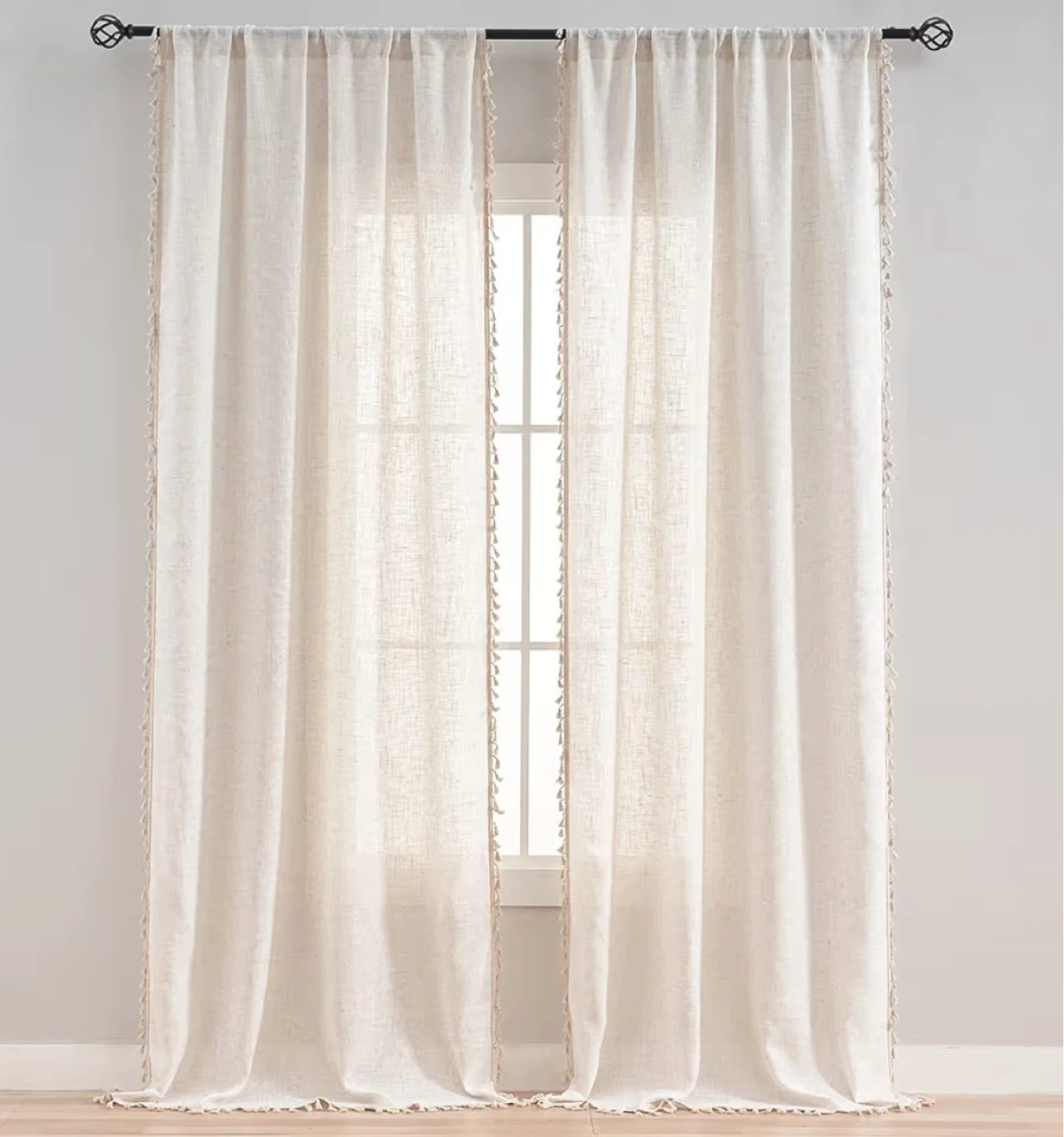 Natural Linen Blend Farmhouse Curtains - W40 x L84 - photo 3