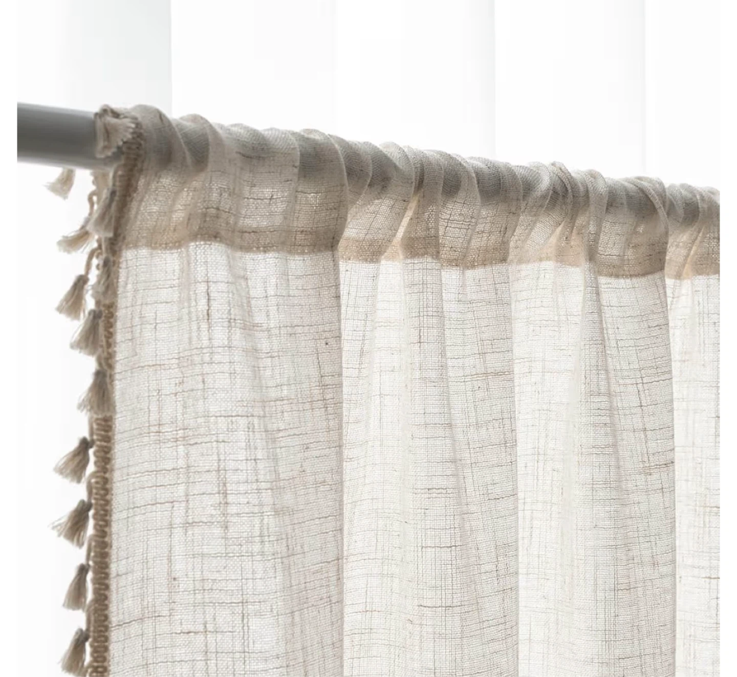 Natural Linen Blend Farmhouse Curtains - W40 x L84 - photo 4