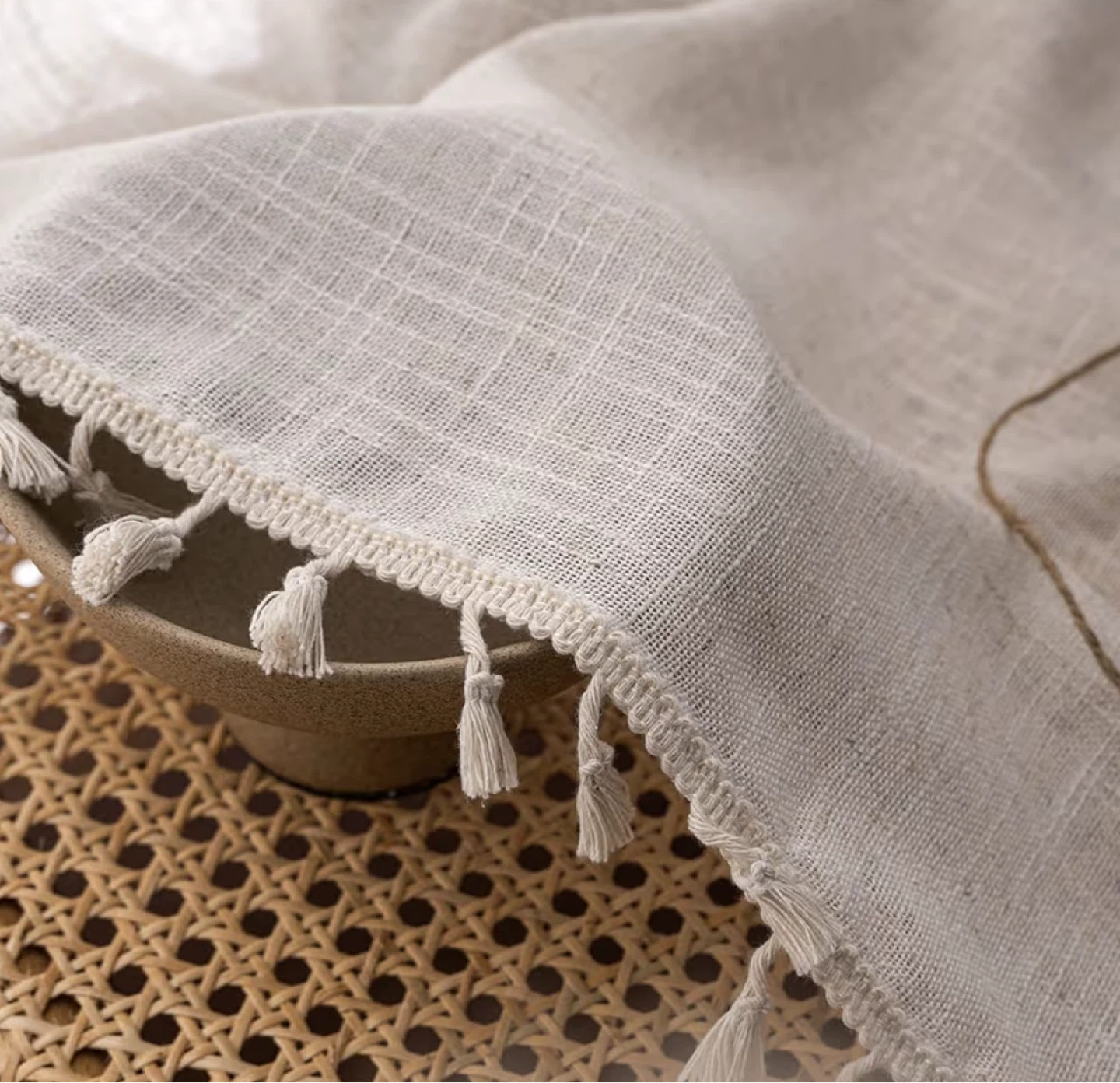 Natural Linen Blend Farmhouse Curtains - W40 x L84 - photo 5