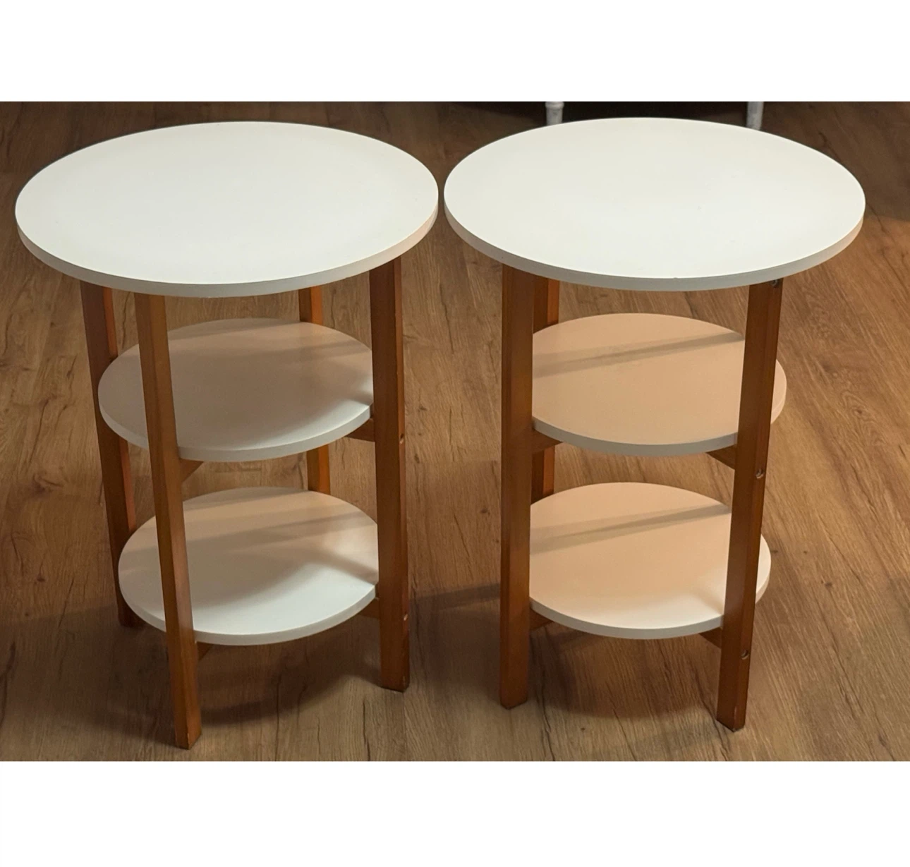 24” X 18” Set of 2 3 Layer Service Table - White And Brown